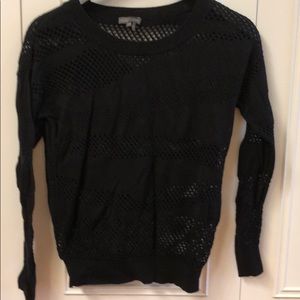 Vince Camuto black crochet pattern sweater. PXS